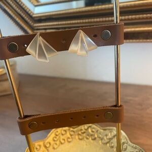 Geometric White Earrings